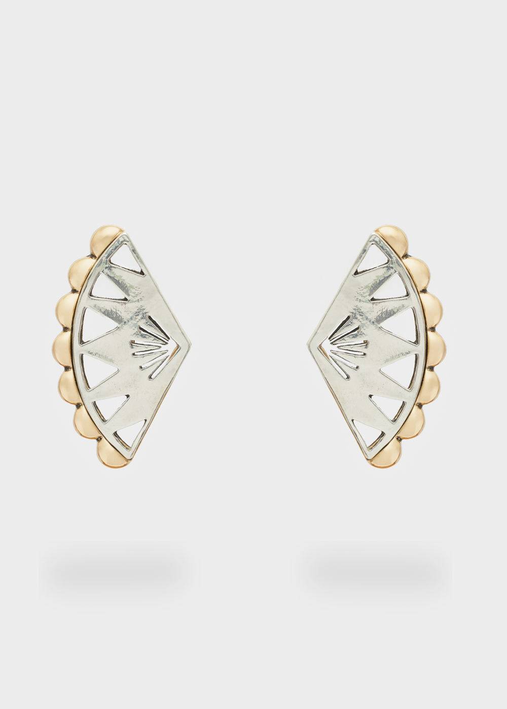Nalí FAN LOBE EARRINGS IN SILVER+GOLD Vendita calda