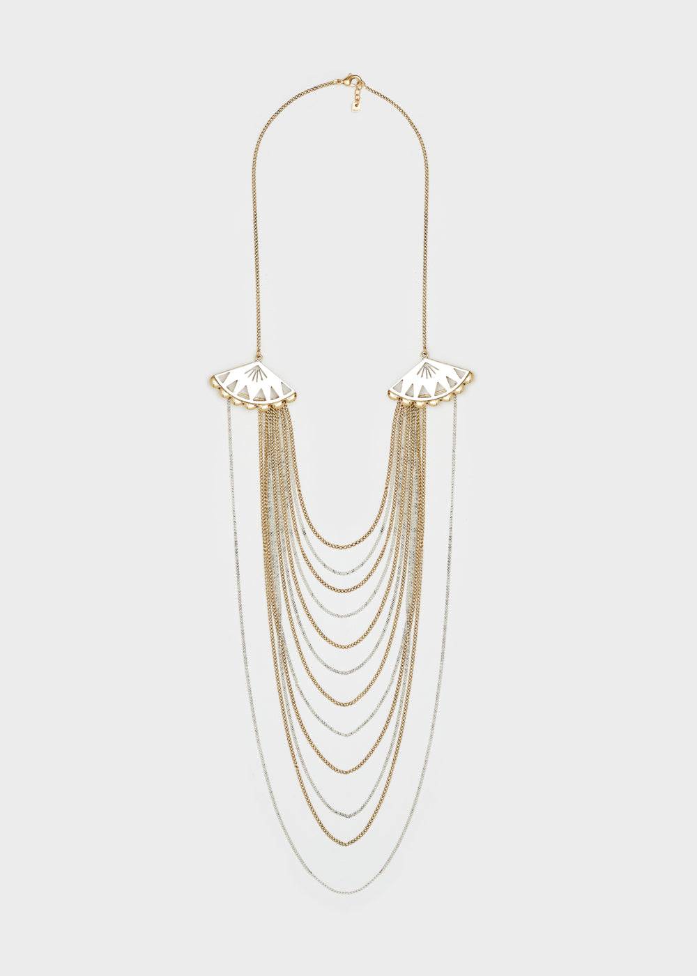 Nalí FAN MULTIWIRE NECKLACE SILVER+GOLD Offerta temporanea