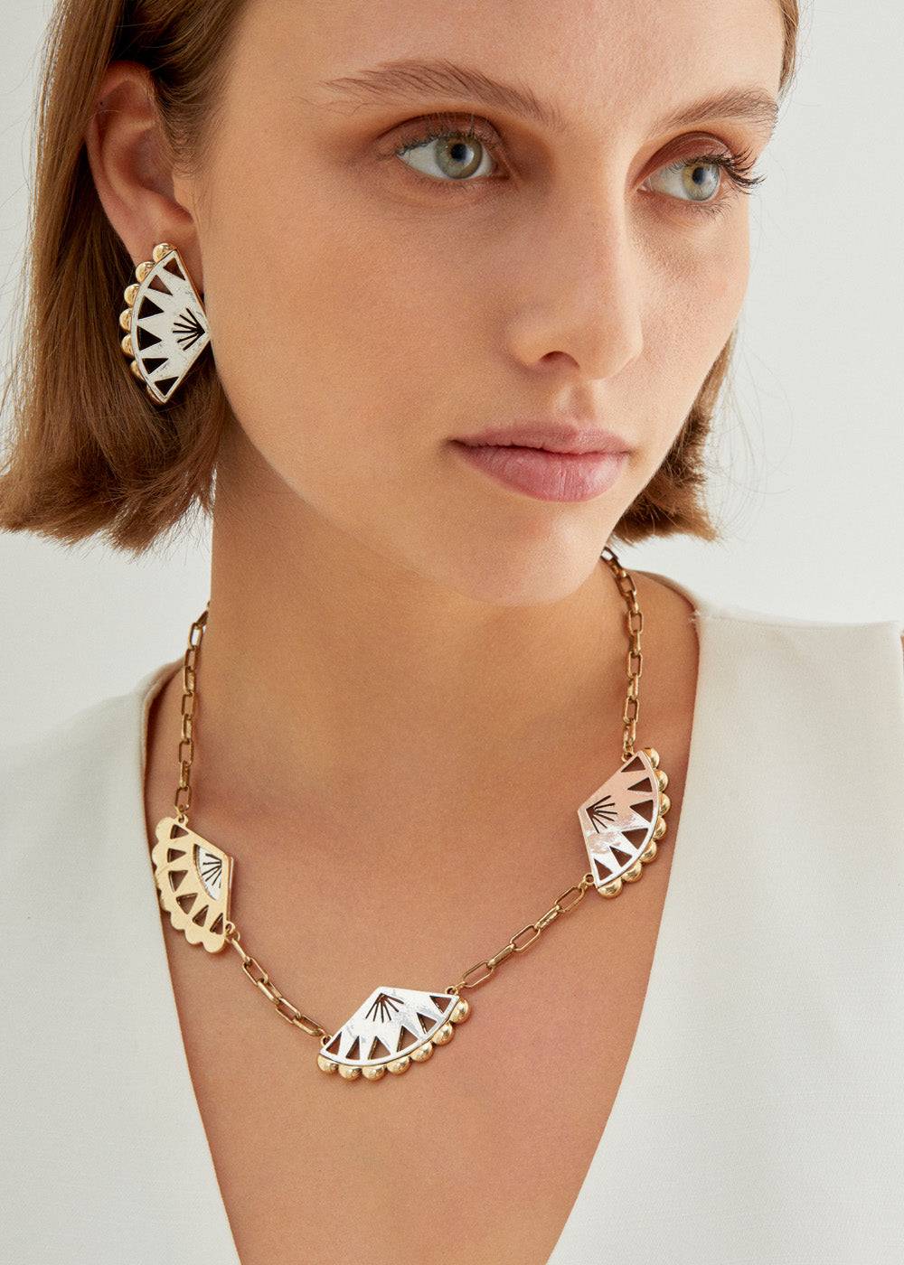 Nalí FAN CHAIN NECKLACE SILVER+GOLD Lightning offer