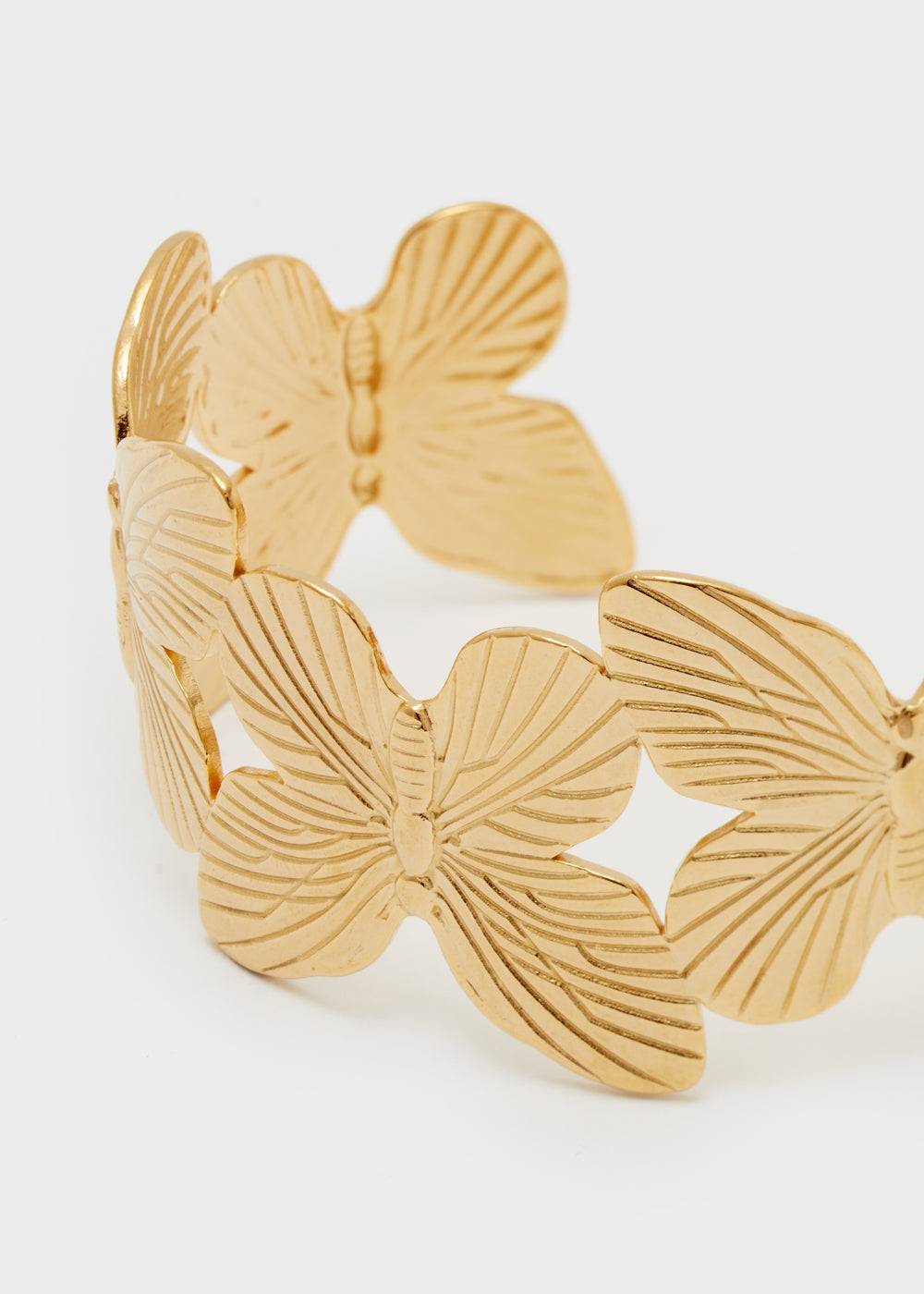 Nalí BANGLE BRACELET W/ BUTTERFLIES S.STEEL GOLD Grandi sconti