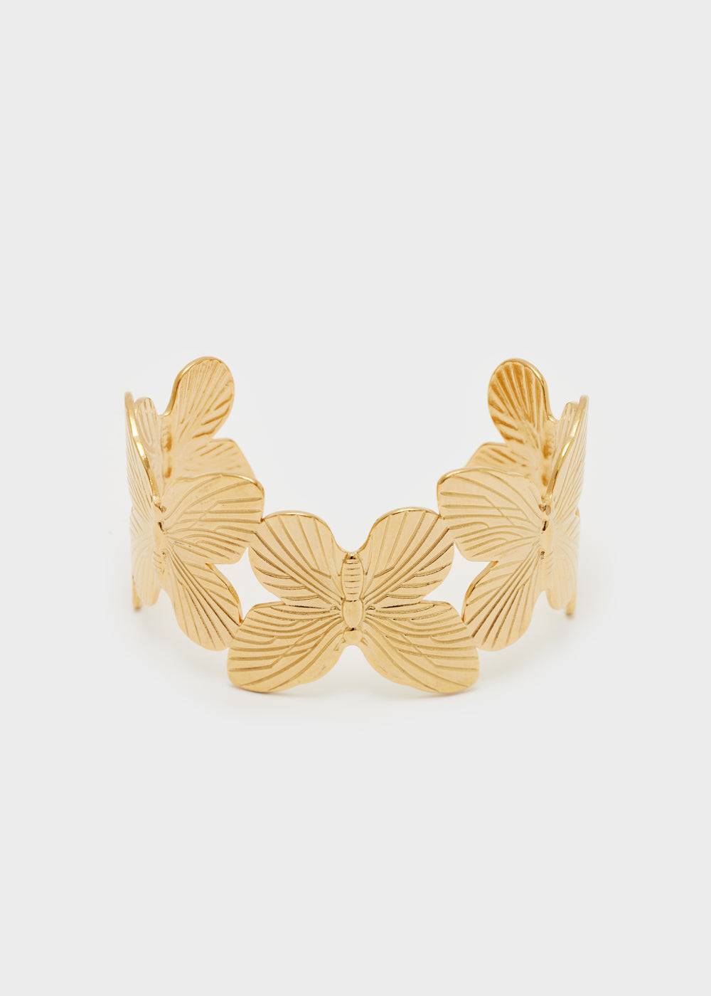 Nalí BANGLE BRACELET W/ BUTTERFLIES S.STEEL GOLD Grandi sconti