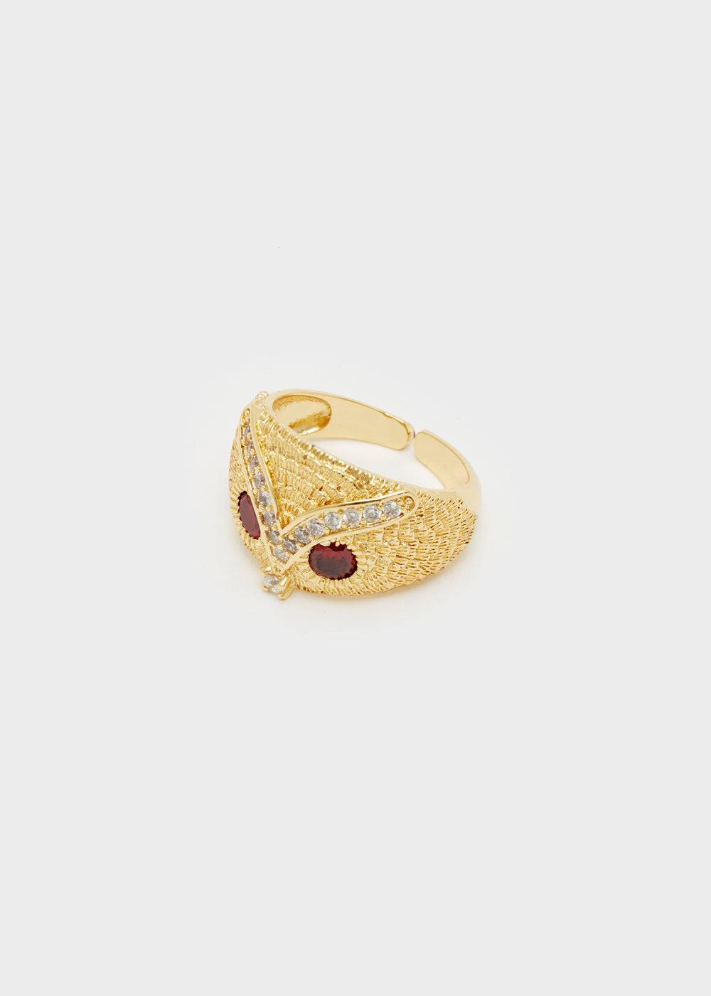 Nalí OWL RING IN GOLD W/ RED STONES Bestseller