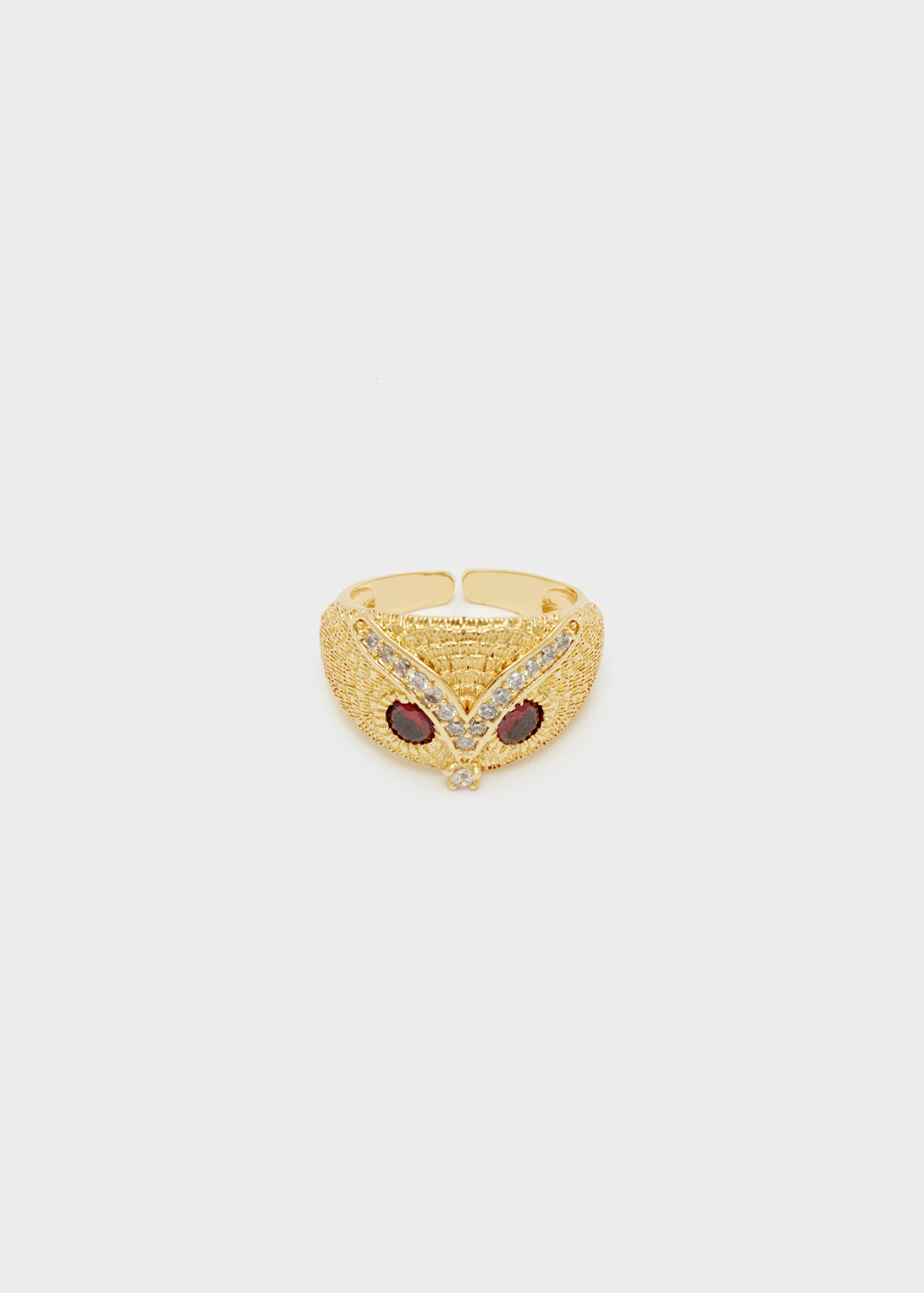 Nalí OWL RING IN GOLD W/ RED STONES Bestseller