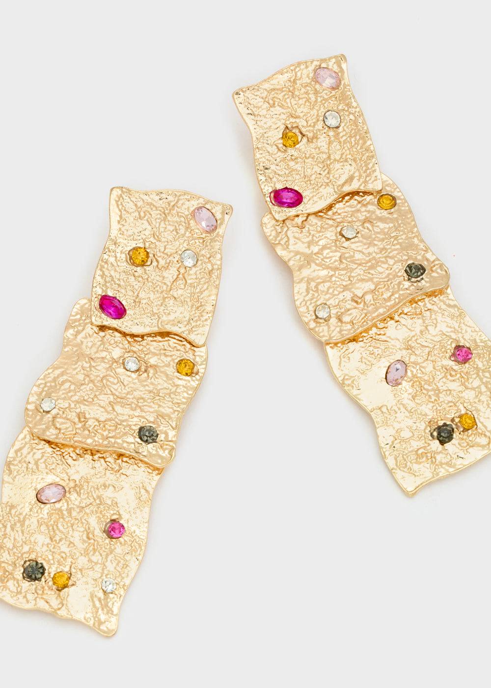 Nalí LONG GOLD EARRINGS W/ MULTICOLOR STONES Ritorno libero