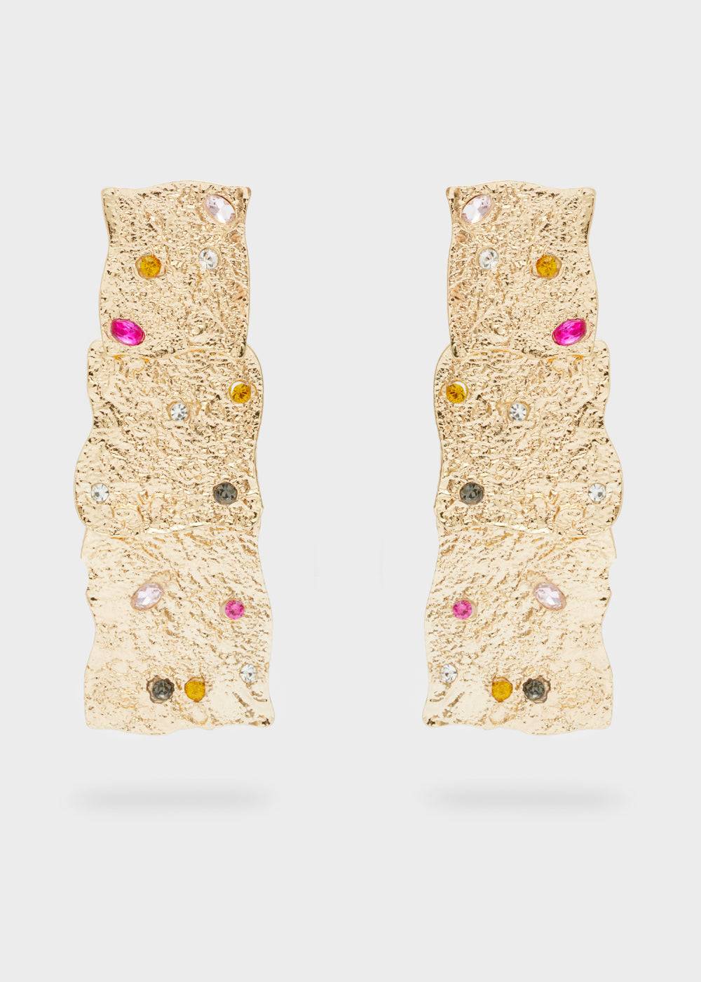 Nalí LONG GOLD EARRINGS W/ MULTICOLOR STONES Ritorno libero