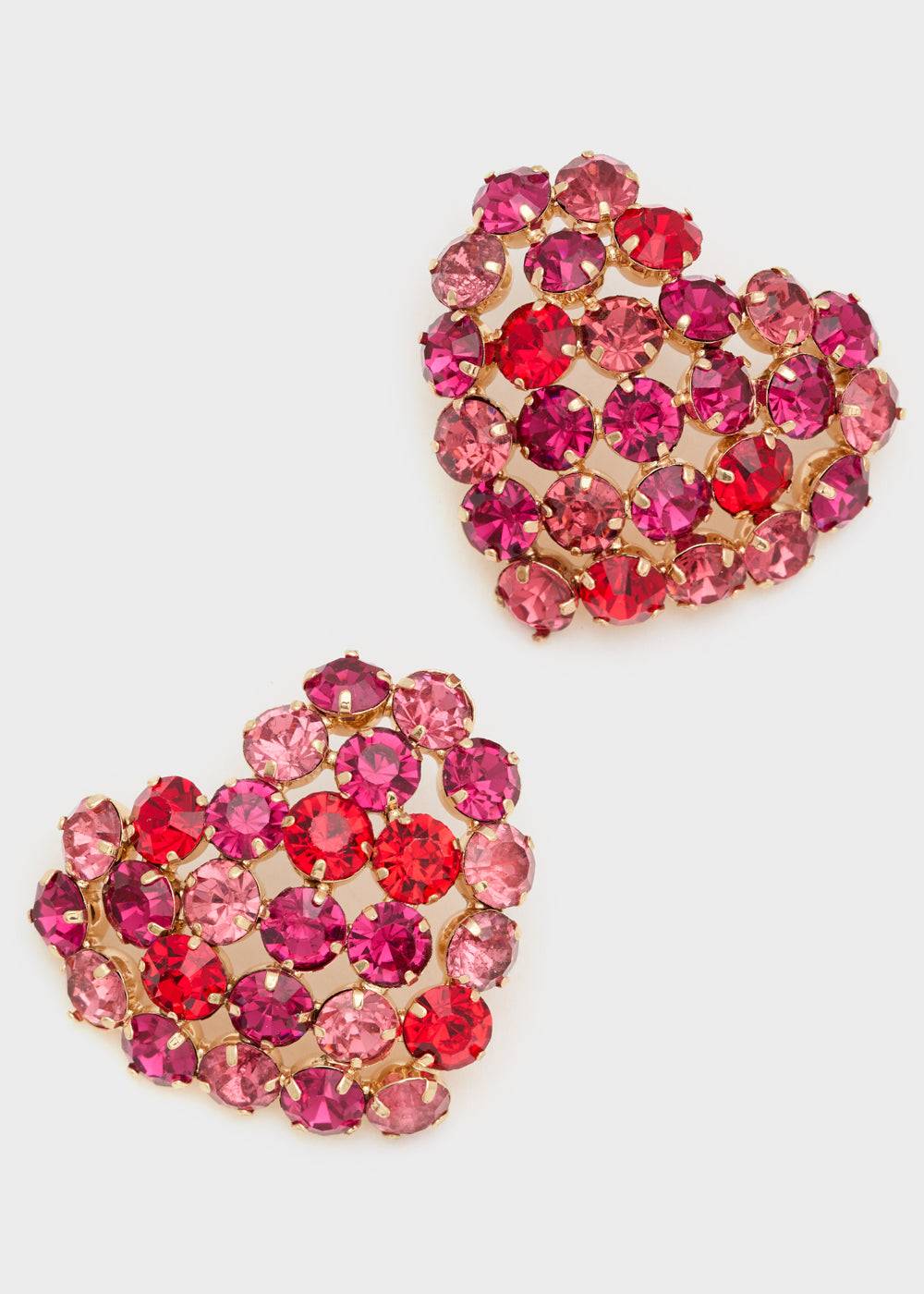 Nalí BIG HEART EARRINGS W/ PINK+RED STONES Rilascio limitato