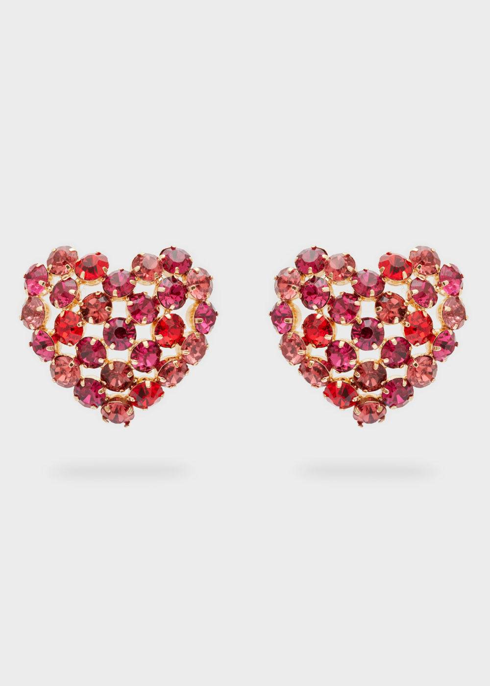 Nalí BIG HEART EARRINGS W/ PINK+RED STONES Rilascio limitato