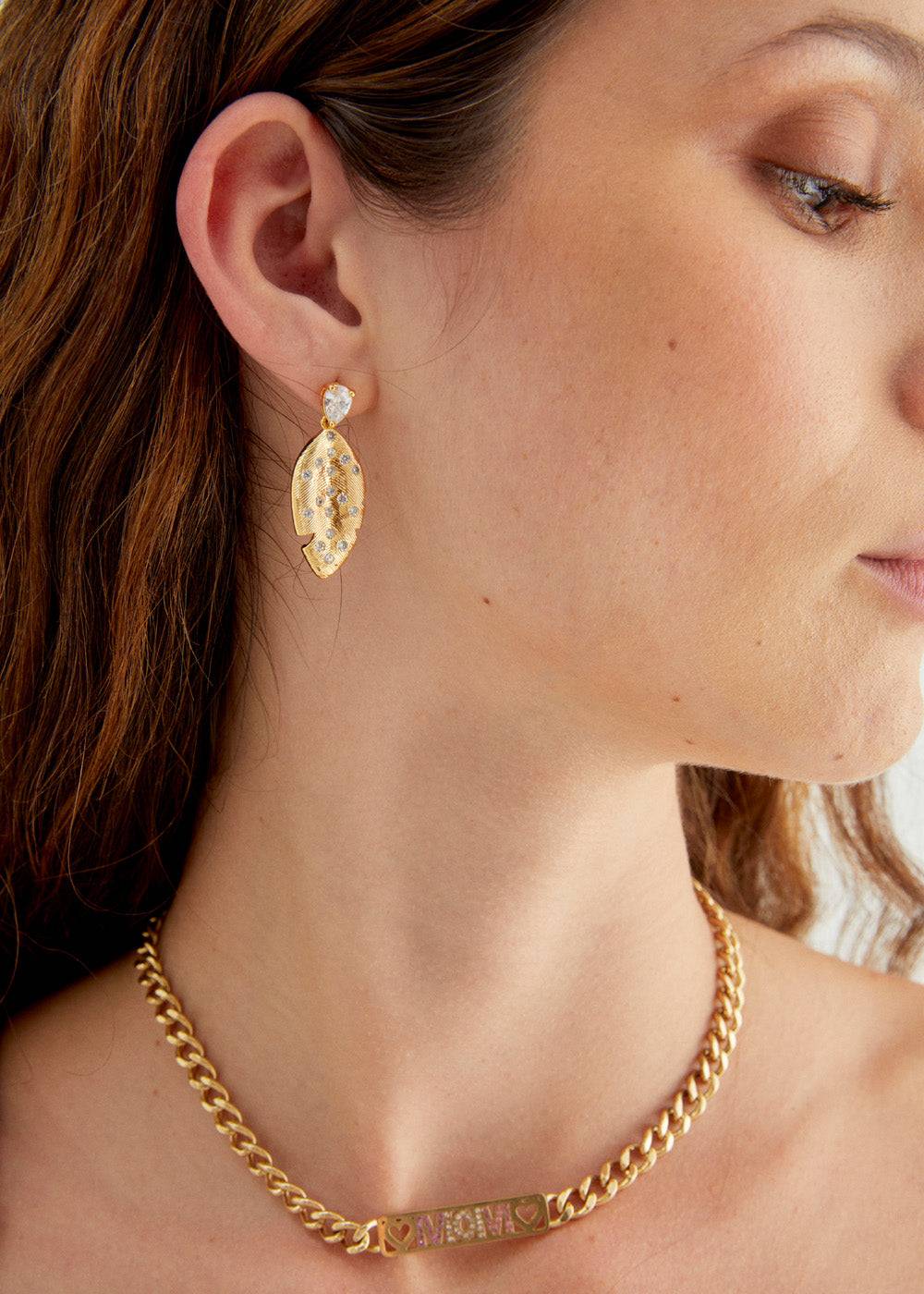 Nalí EARRINGS W/ PENDANT LEAF AND ZIRCONS Fino al 50% di sconto