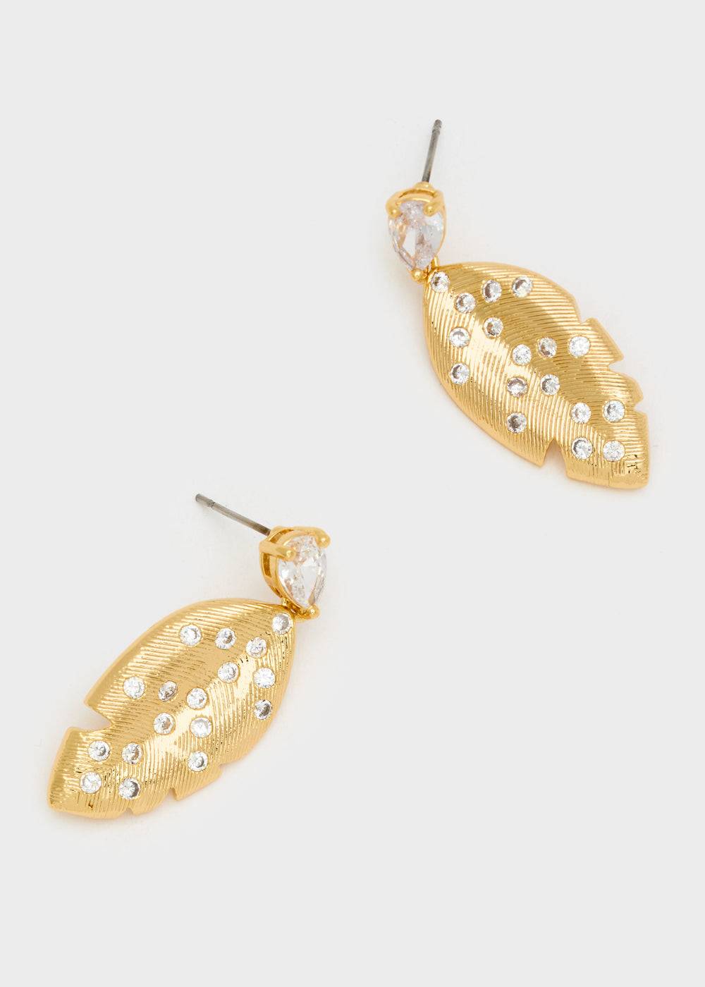 Nalí EARRINGS W/ PENDANT LEAF AND ZIRCONS Fino al 50% di sconto