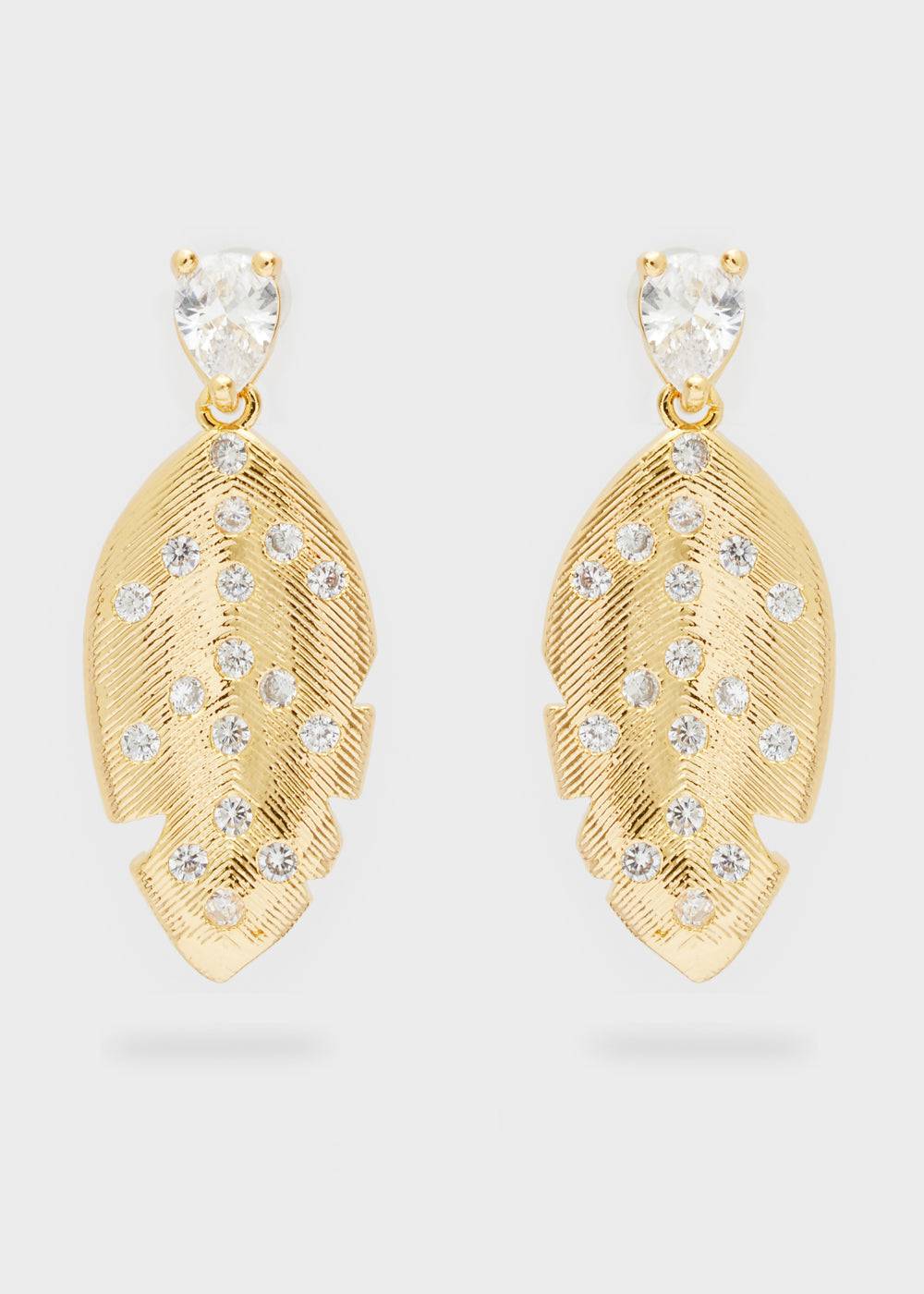 Nalí EARRINGS W/ PENDANT LEAF AND ZIRCONS Fino al 50% di sconto
