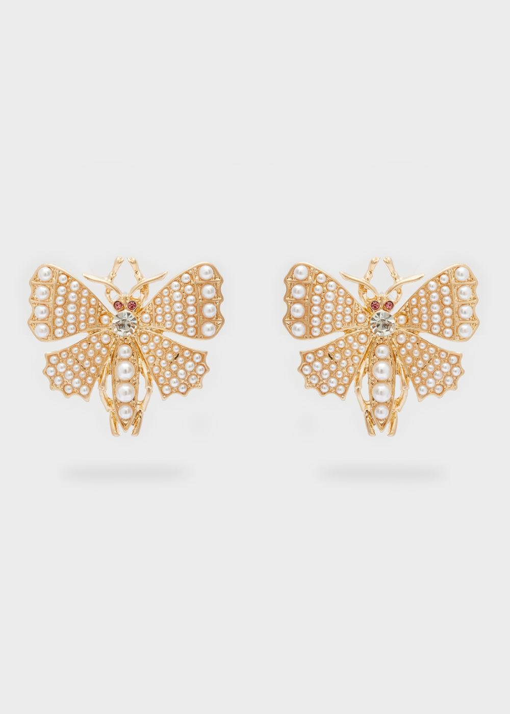 Nalí BUTTERFLY GOLD EARRINGS W/ PEARLS Fino al 60% di sconto