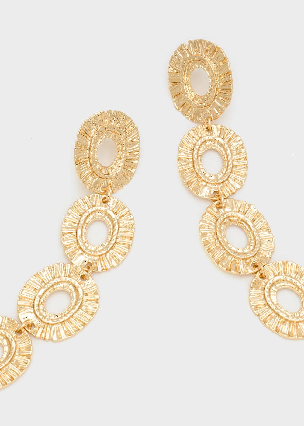 Nalí LONG GOLD EARRINGS W/ ROUND ELEMENTS Super sconto