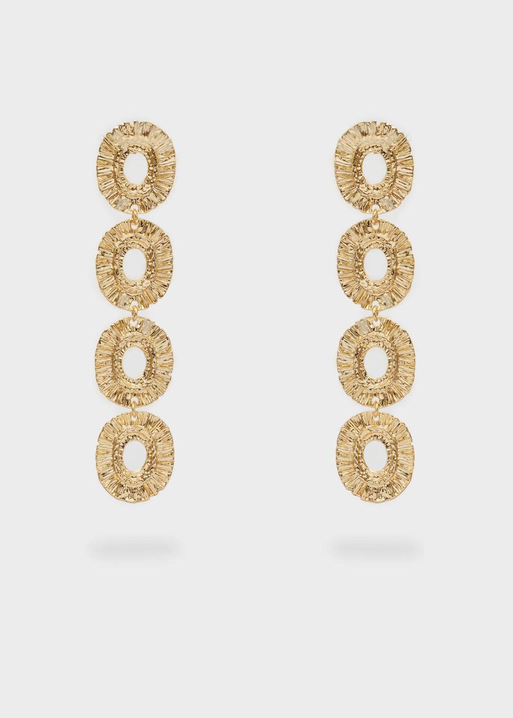 Nalí LONG GOLD EARRINGS W/ ROUND ELEMENTS Super sconto