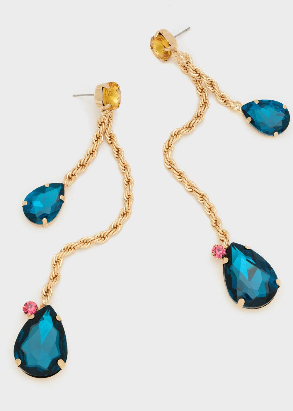 Nalí EARRINGS W/ GOLD PENDANT AND BLUE STONE Limitato a 3 giorni