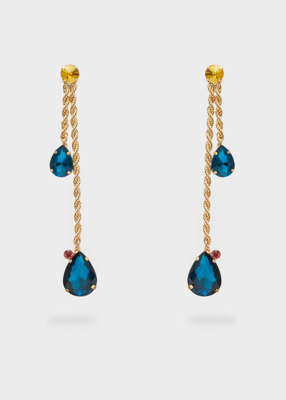 Nalí EARRINGS W/ GOLD PENDANT AND BLUE STONE Limitato a 3 giorni