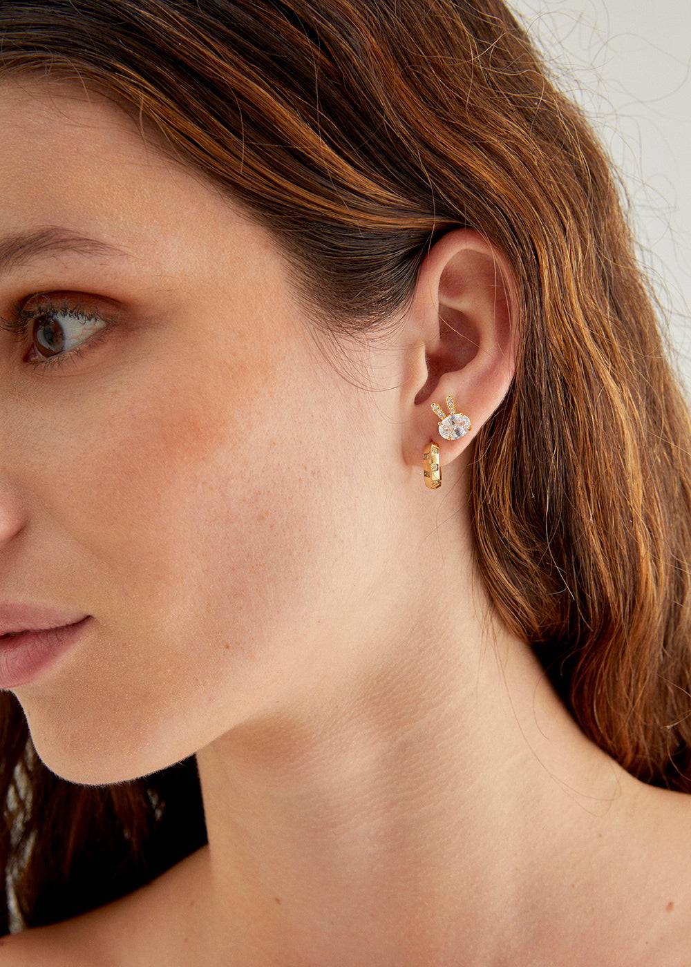 Nalí BUNNY EARRINGS W/ CLEAR ZIRCONS Black Friday Prezzi
