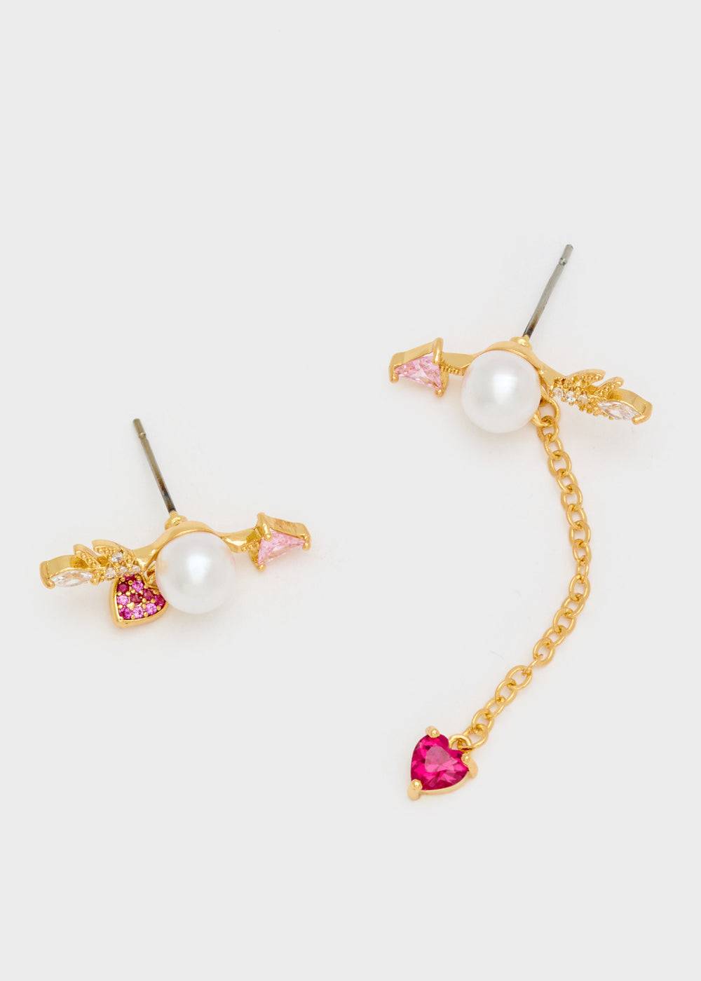 Nalí ARROW EARRINGS W/ ZIRCONS AND PEARL In vendita