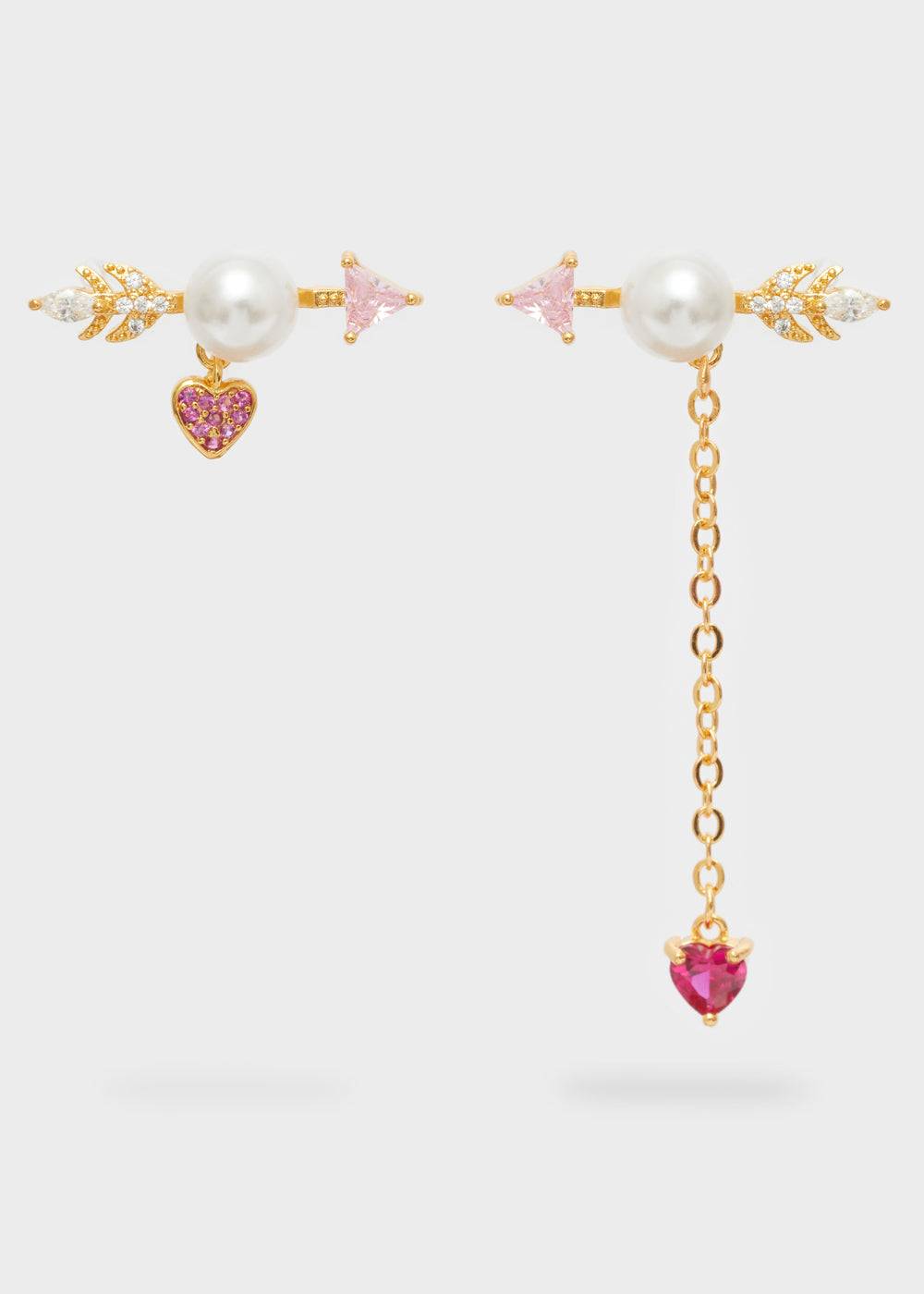 Nalí ARROW EARRINGS W/ ZIRCONS AND PEARL In vendita