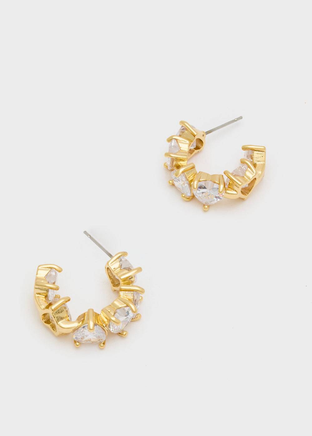 Nalí HOOP GOLD EARRINGS W/ HEART STONES Duty-free