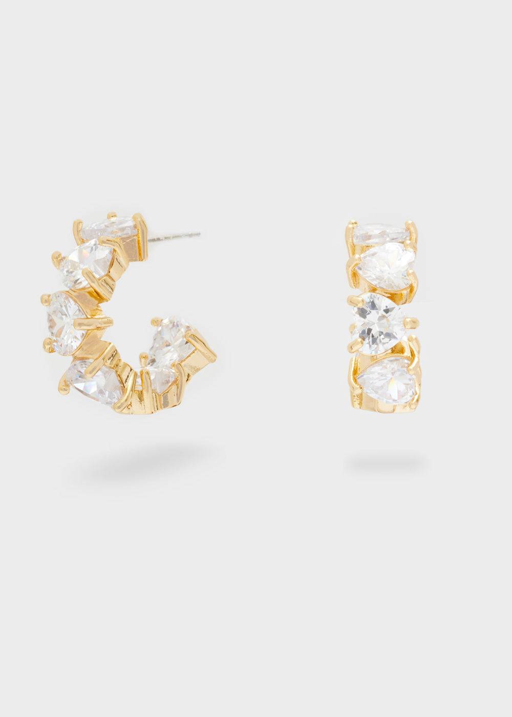 Nalí HOOP GOLD EARRINGS W/ HEART STONES Duty-free