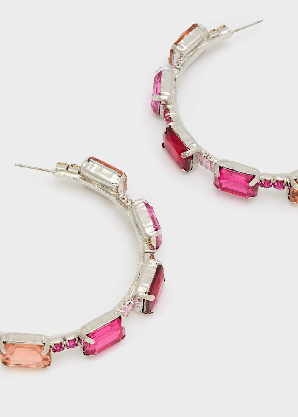 Nalí OPEN HOOP EARRINGS W/ FUCHSIA STONES 50% di sconto per tempo limitato