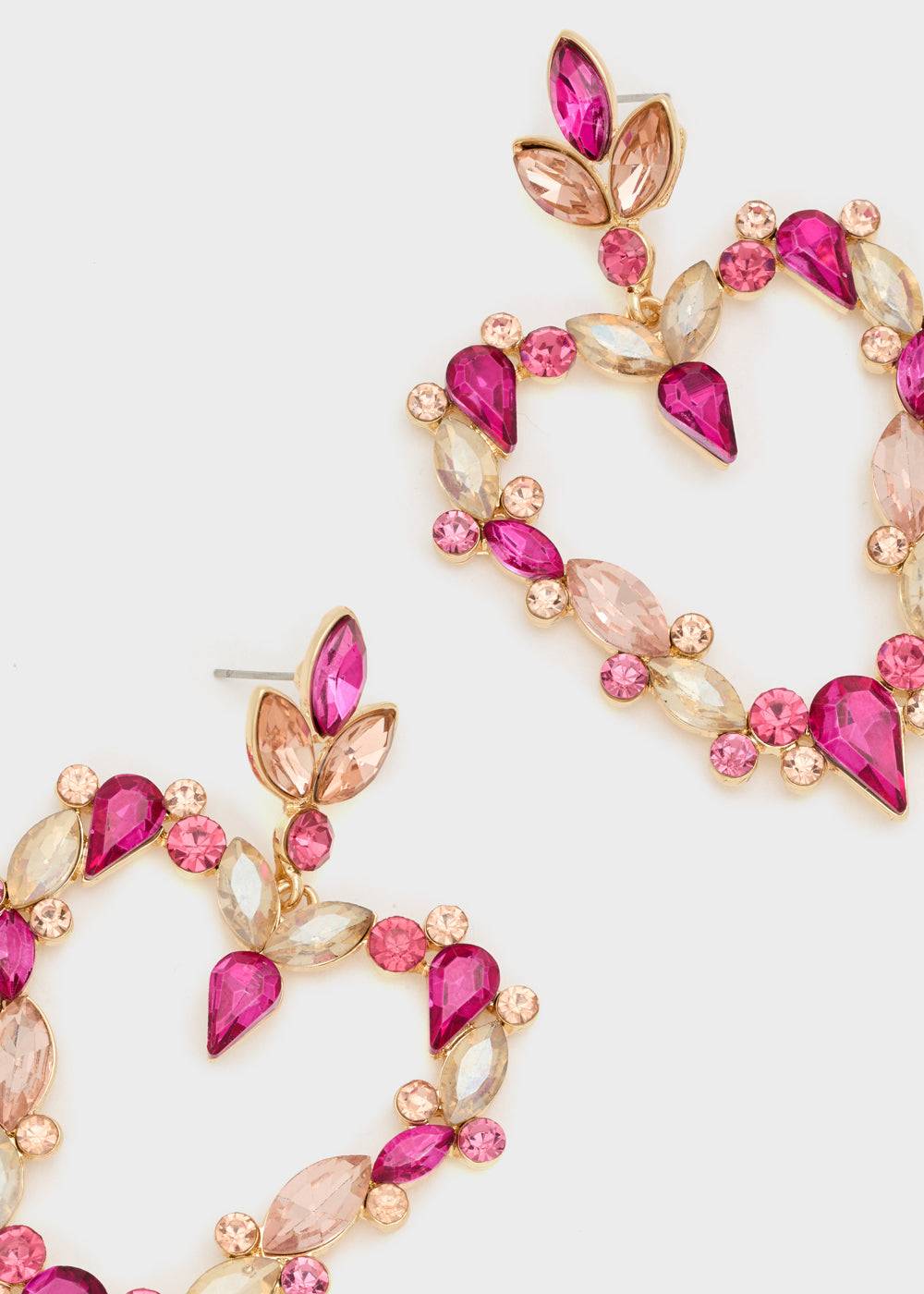 Nalí HEART EARRINGS W/ FUCHSIA STONES Sconti questo mese