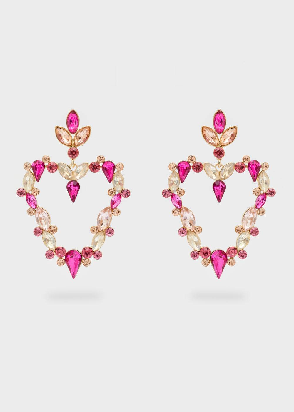 Nalí HEART EARRINGS W/ FUCHSIA STONES Sconti questo mese