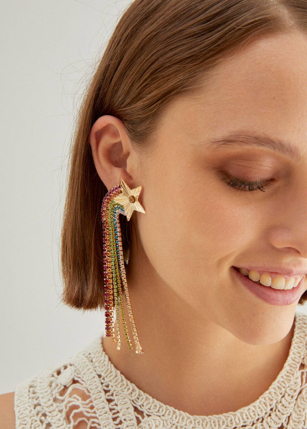 Nalí CASCADE EARRINGS W/ MULTICOLOR STAR 2025