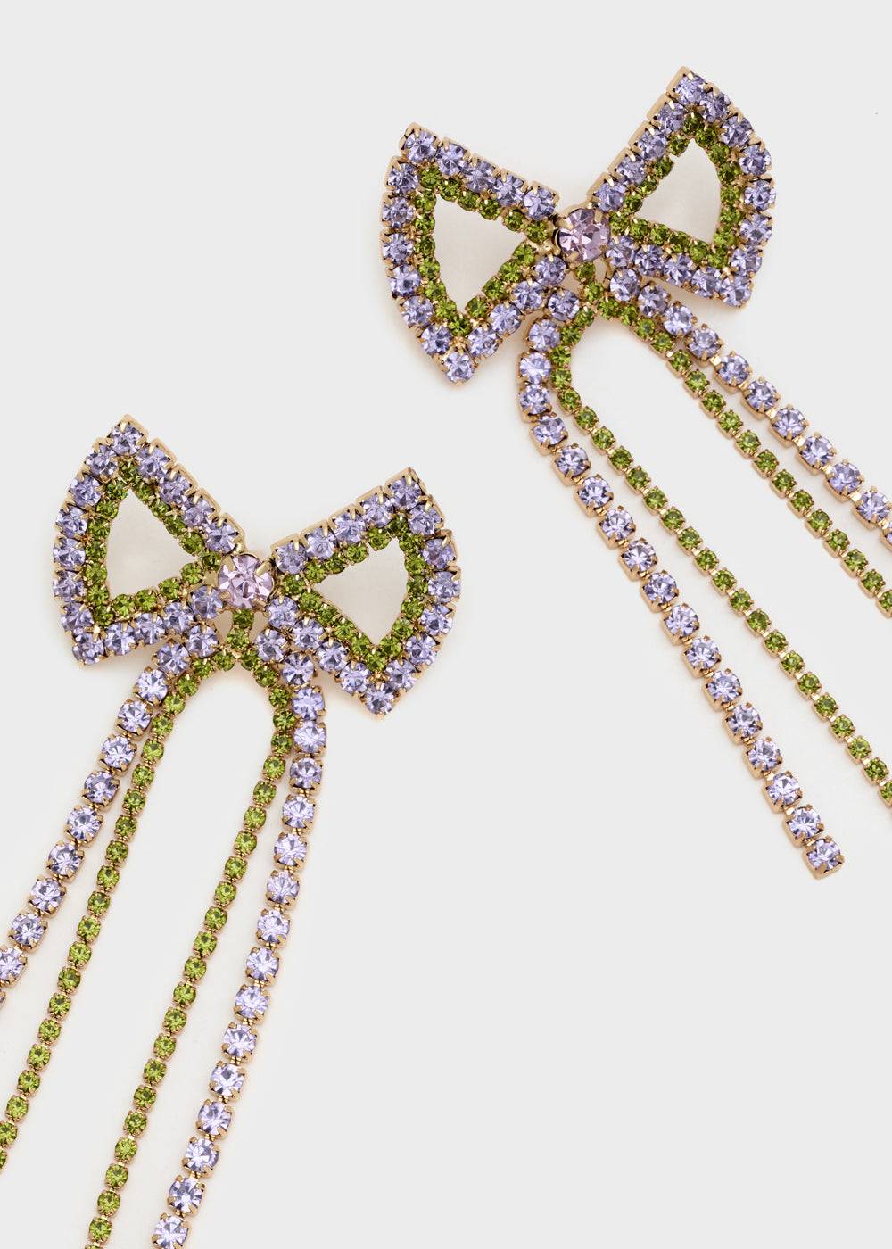 Nalí BOW EARRINGS W/ LILIAC AND GREEN STONES Italy