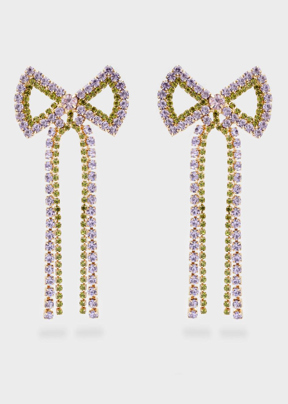 Nalí BOW EARRINGS W/ LILIAC AND GREEN STONES Italy