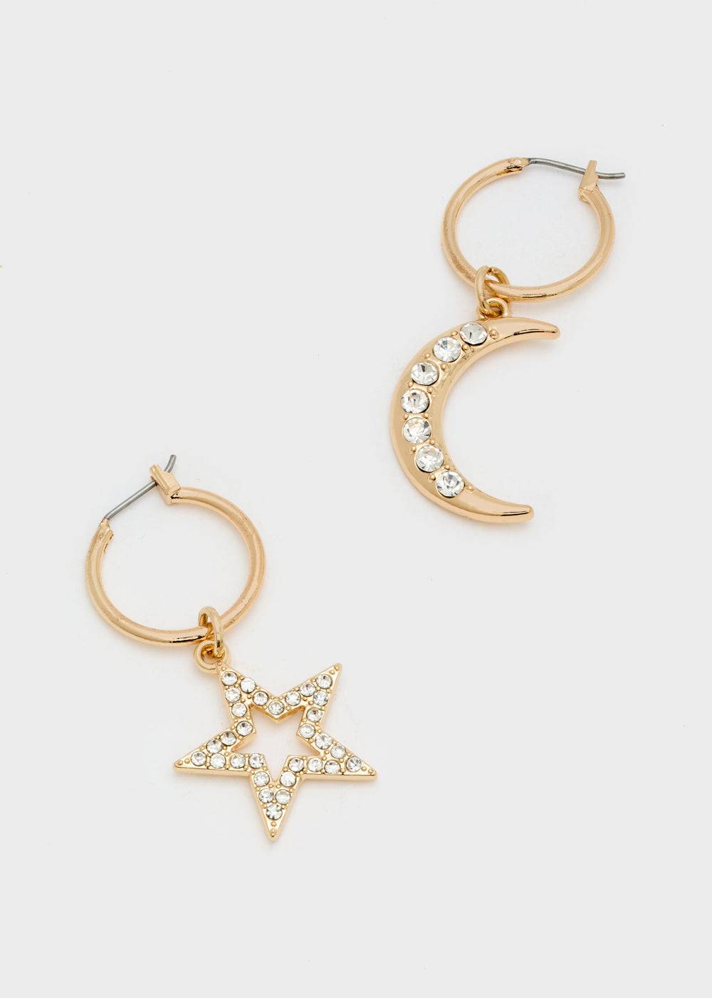 Nalí MOON+STAR GOLD HOOP EARRINGS Italia