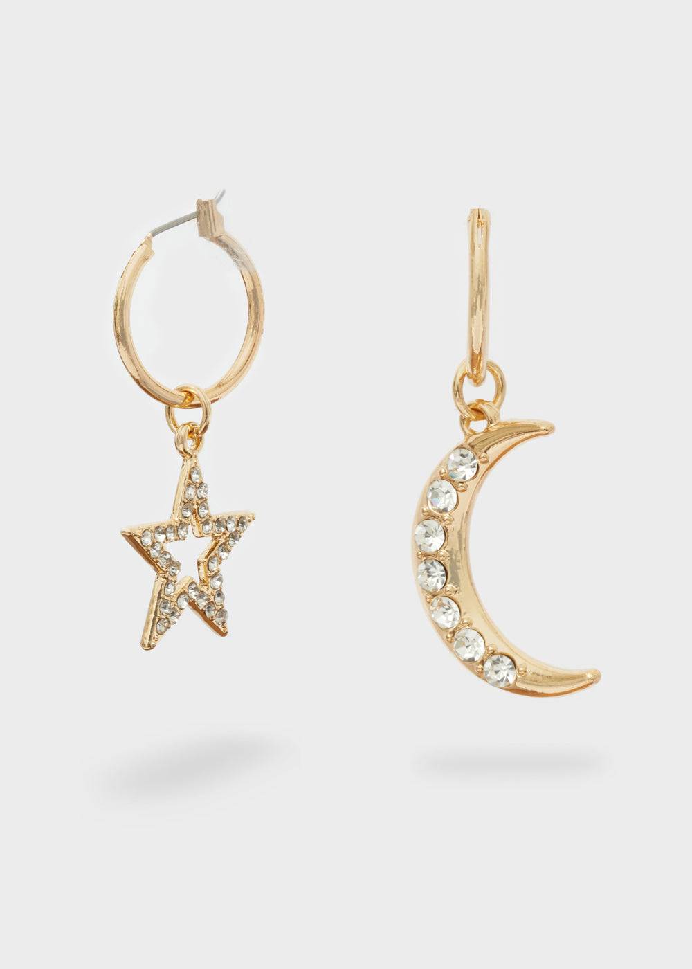 Nalí MOON+STAR GOLD HOOP EARRINGS Italia