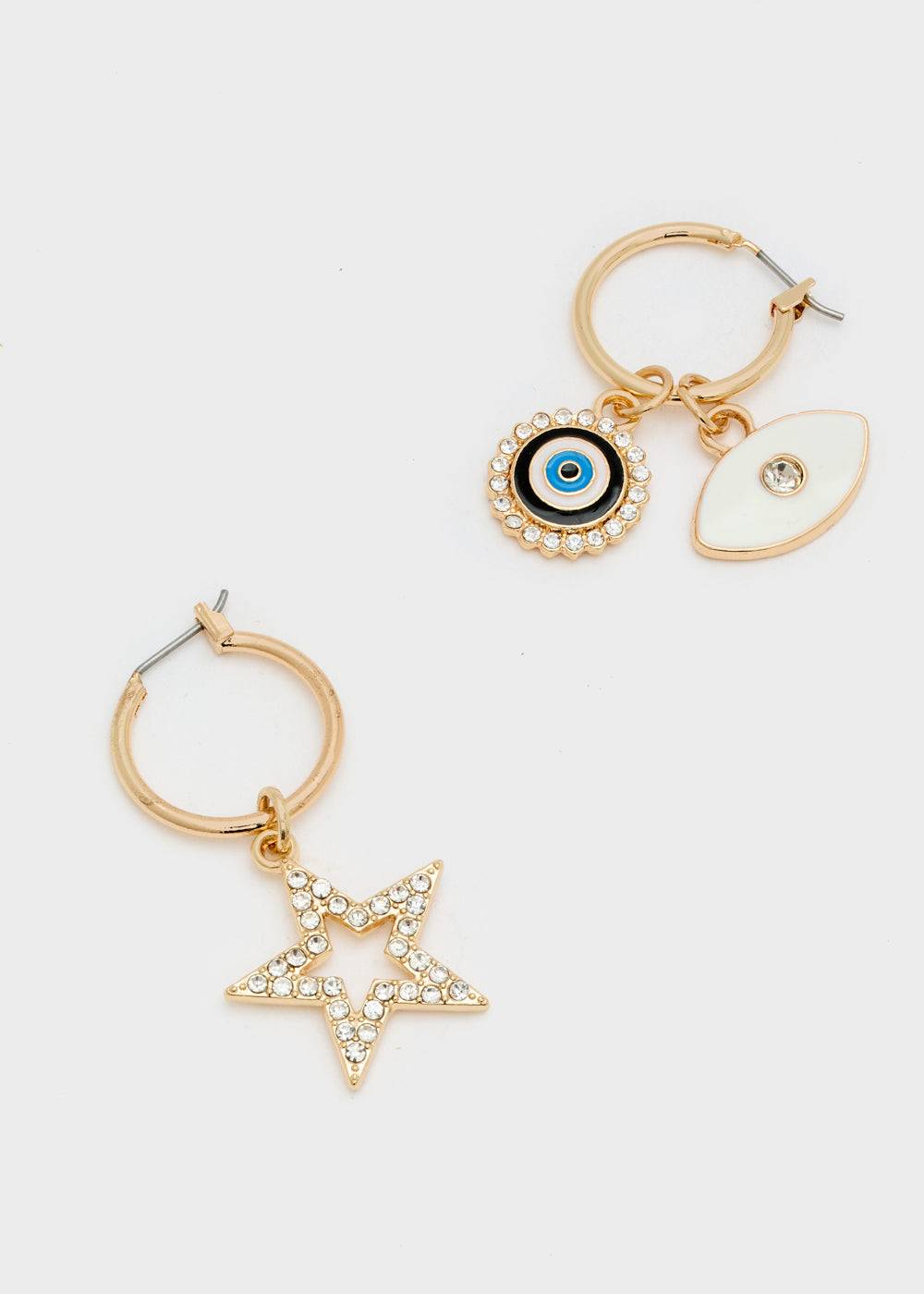 Nalí GOLD HOOP EARRINGS W/ EYE In Linea