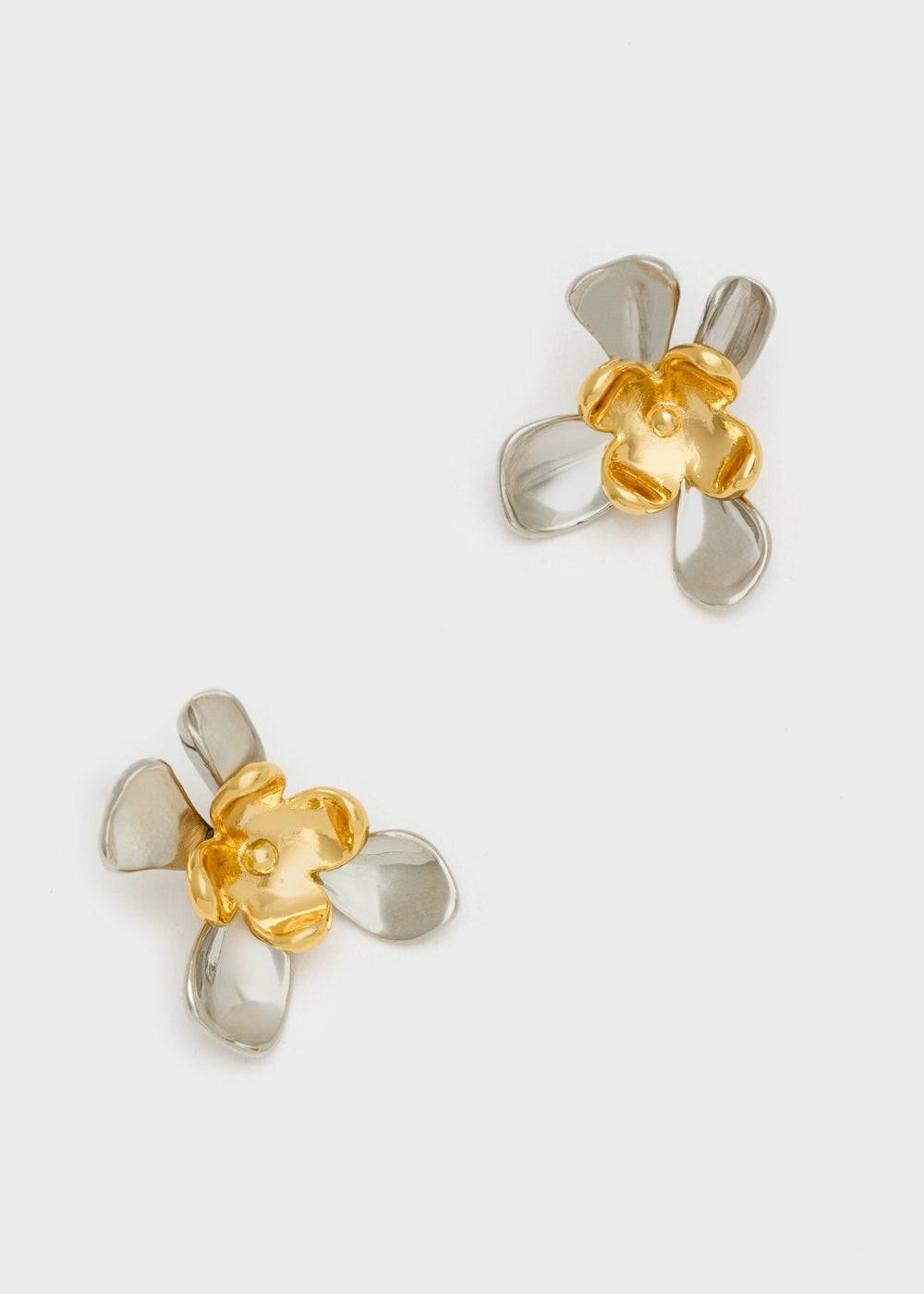 Nalí LOBE FLOWER EARRINGS GOLD+SILVER Vendita