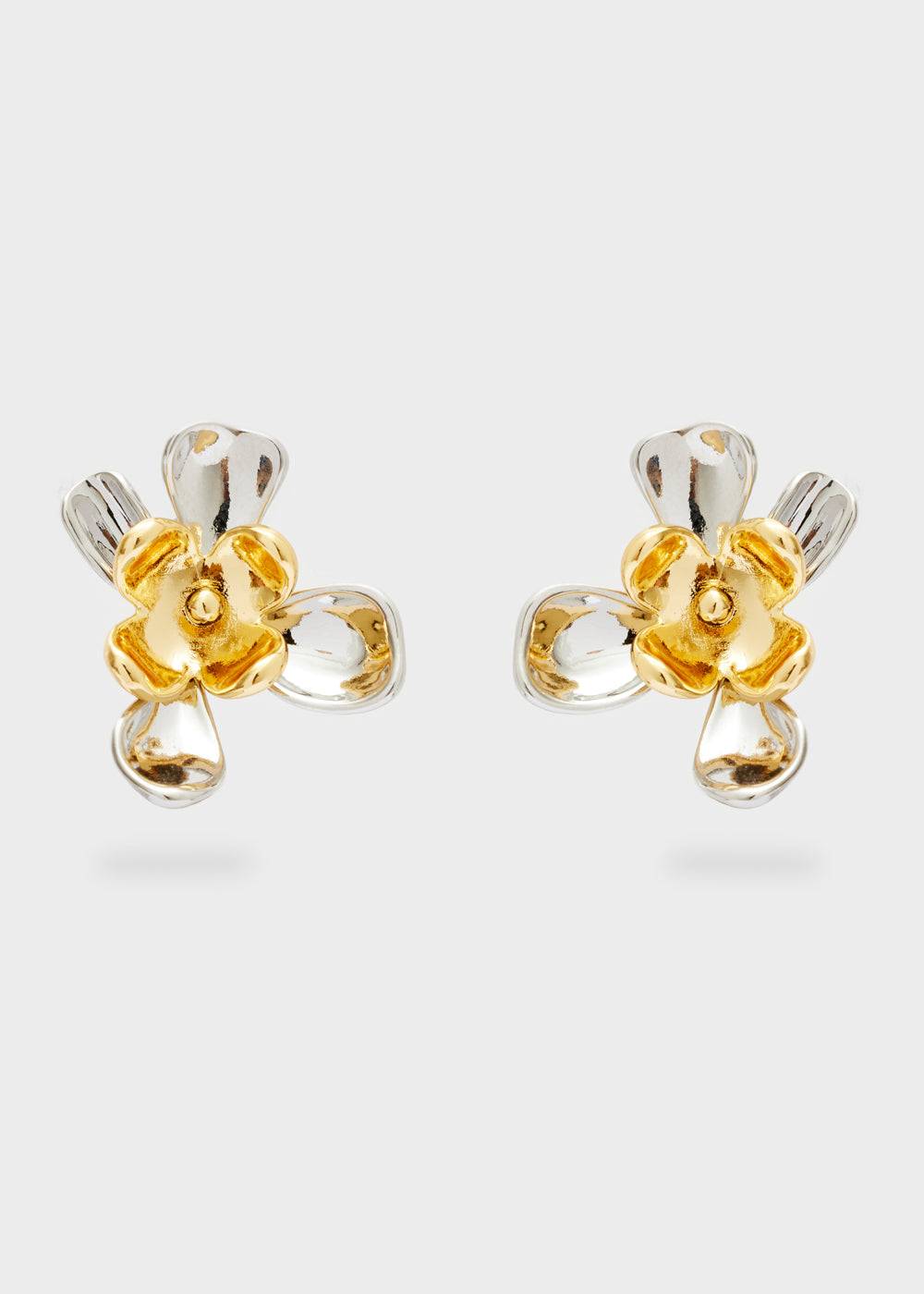 Nalí LOBE FLOWER EARRINGS GOLD+SILVER Vendita