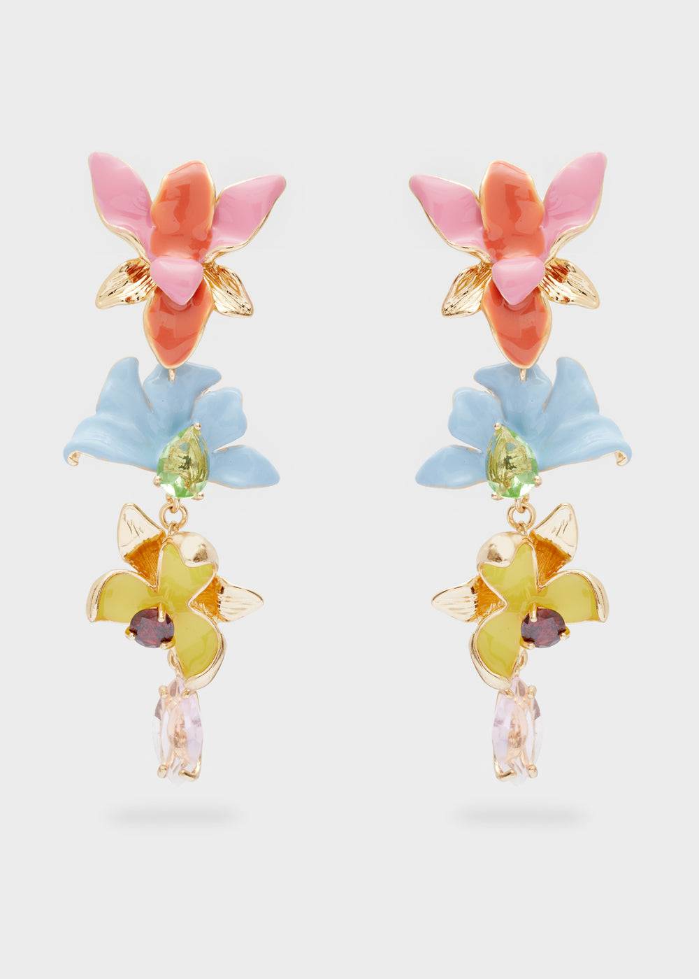 Nalí LONG EARRINGS W/ ENAMEL MULTI FLOWERS Promozione