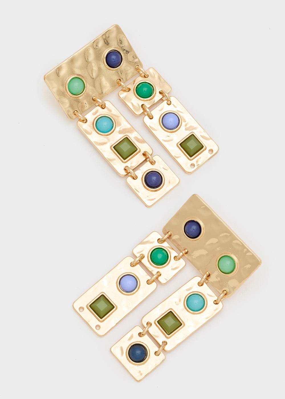 Nalí LONG EARRINGS WITH BLUE/GREEN STONES Pezzi Unici