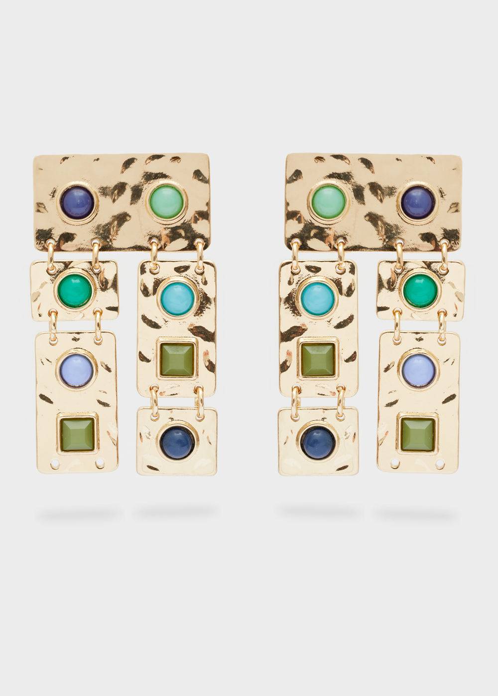Nalí LONG EARRINGS WITH BLUE/GREEN STONES Pezzi Unici
