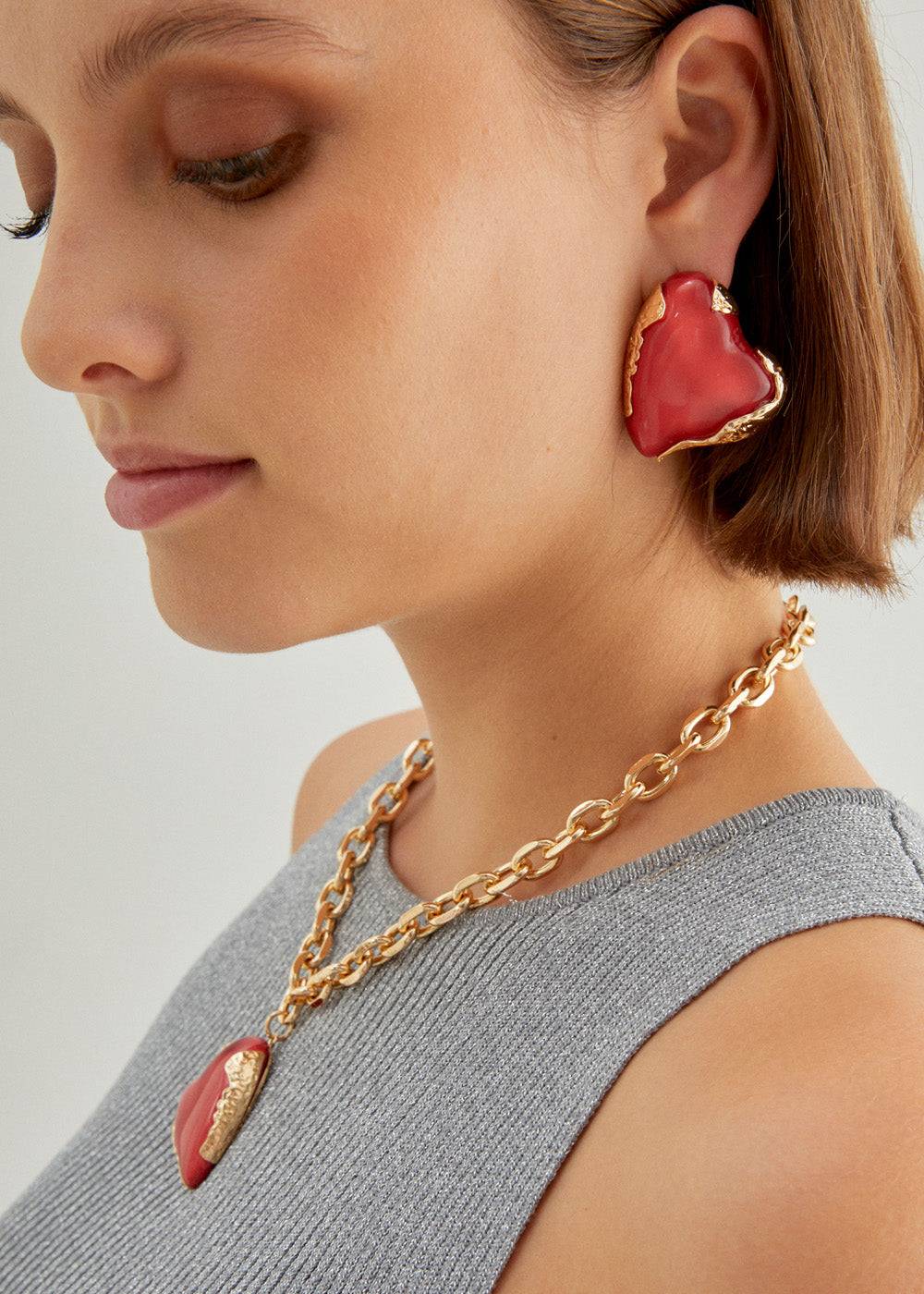 Nalí OVERSIZE HEART EARRINGS RED Promozione Limitata