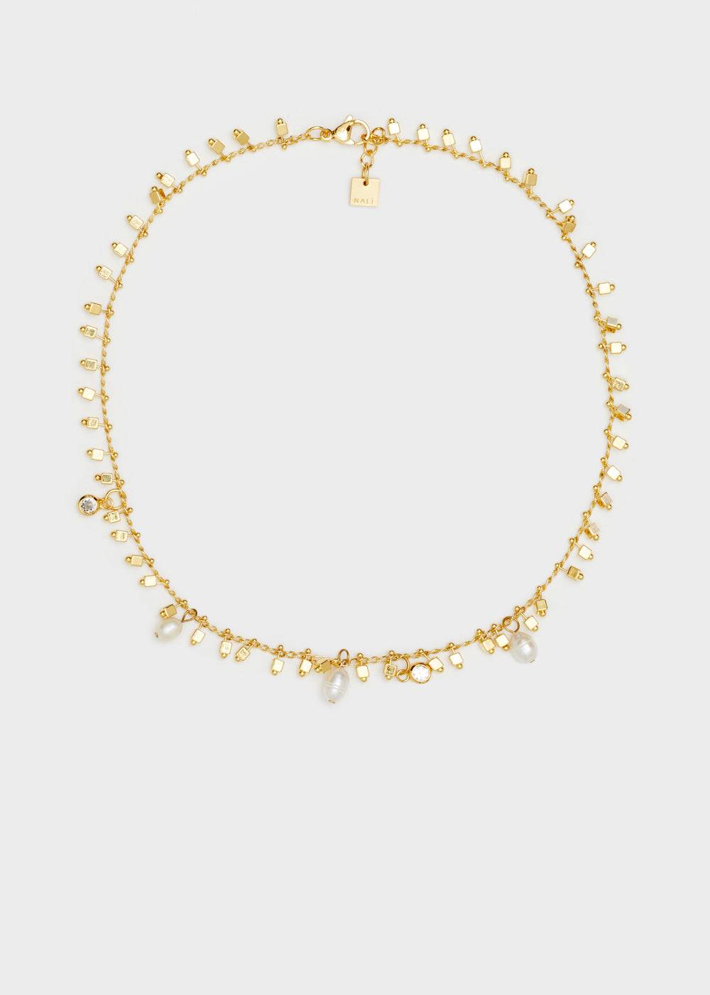 Nalí GOLD NECKLACE W/ ZIRCONS AND PEARLS Affare Del Giorno