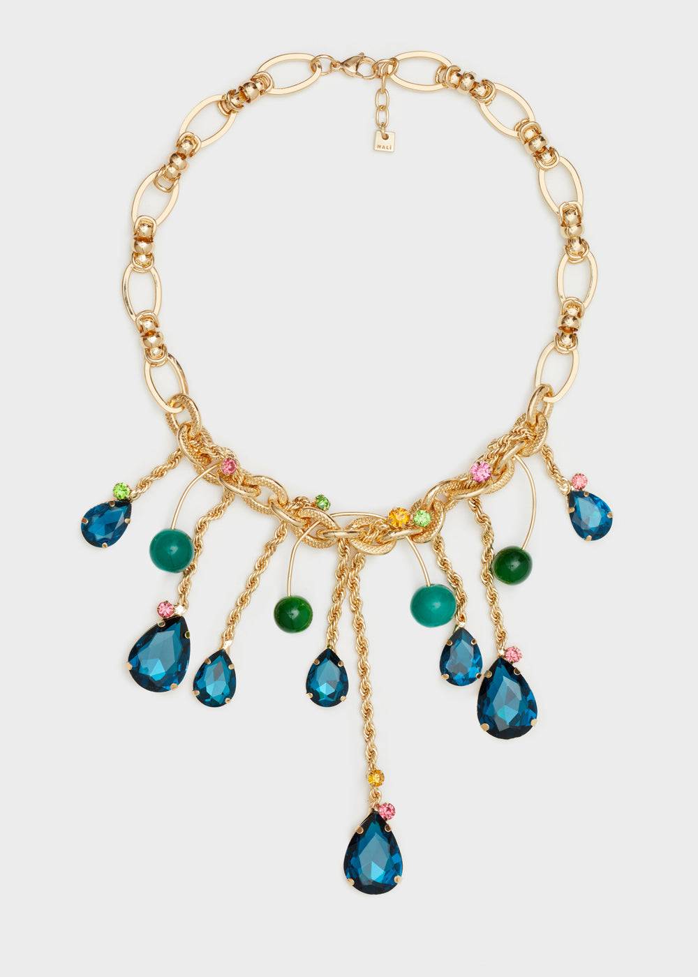 Nalí CHAIN NECKLACE W/ BLUE STONE PENDANTS Prezzo Ridotto