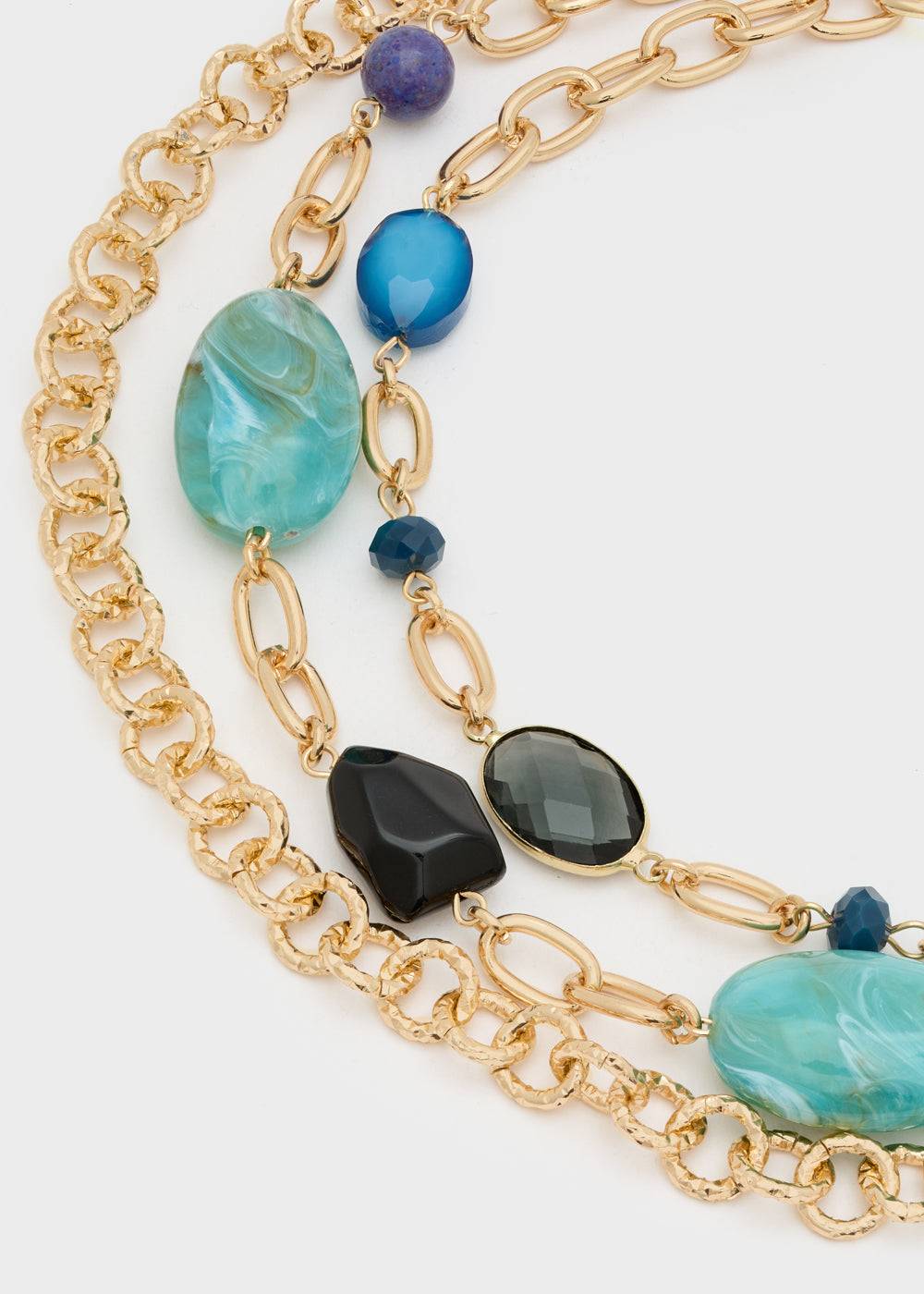 Nalí CHAIN NECKLACE MULTI W/ GREEN+BLUE STONES Sconto