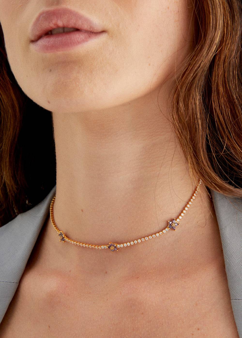 Nalí NECKLACE W/ LILAC ZIRCON FLOWERS Online