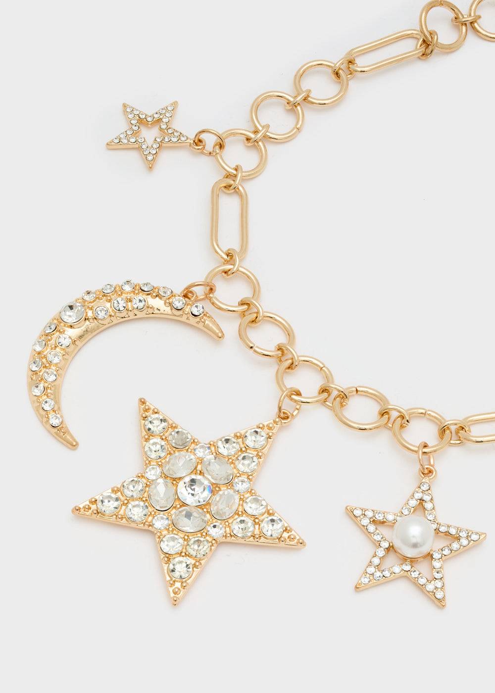 Nalí CHAIN NECKLACE W/ STAR AND MOON IN GOLD Saldi
