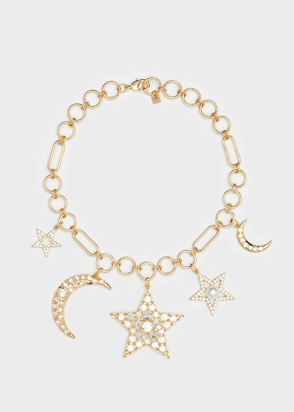 Nalí CHAIN NECKLACE W/ STAR AND MOON IN GOLD Saldi