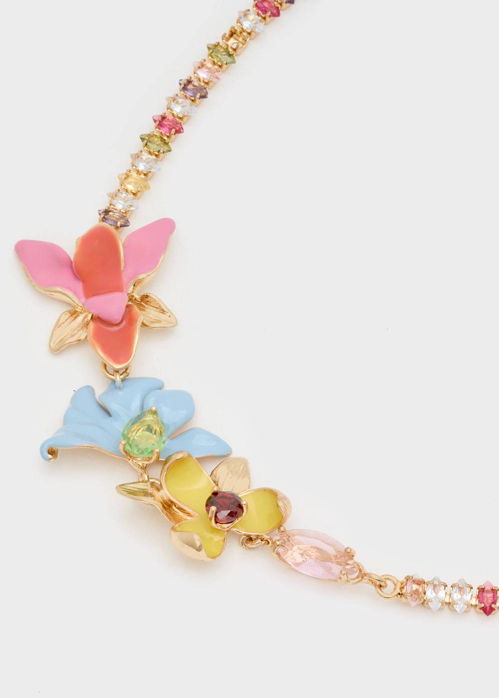 Nalí NECKLACE WITH ENAMEL FLOWERS AND STONES Vendita Economica