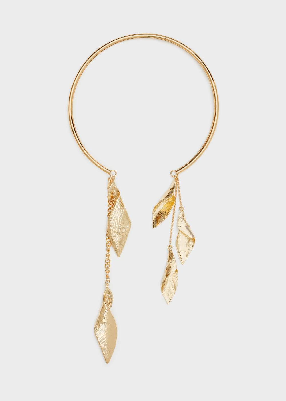 Nalí RIGID NECKLACE W/ GOLD LEAF PENDANT Nuova