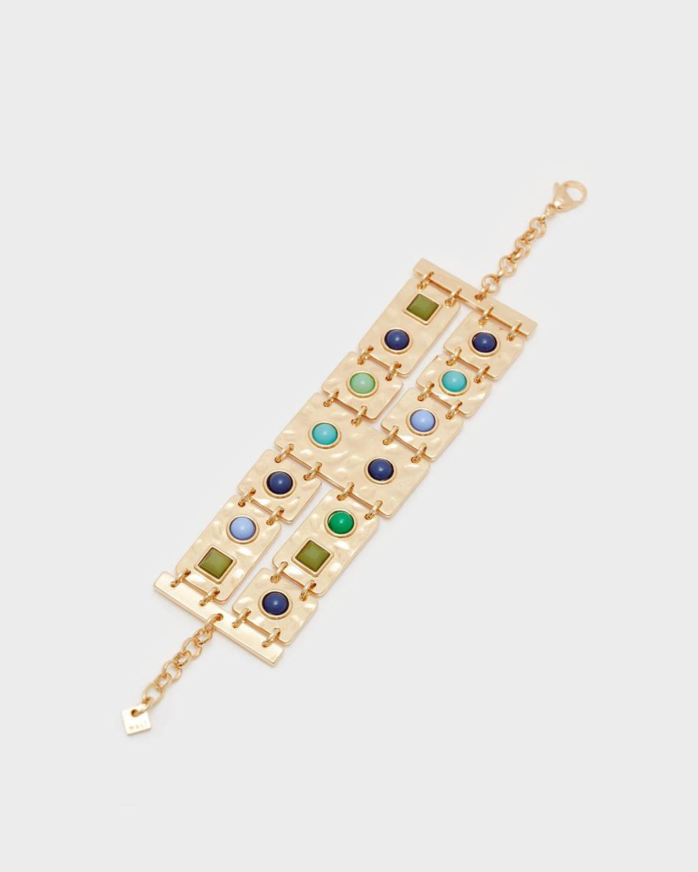 Nalí BANGLE BRACELET W/ GREEN AND BLUE STONES Offerta speciale