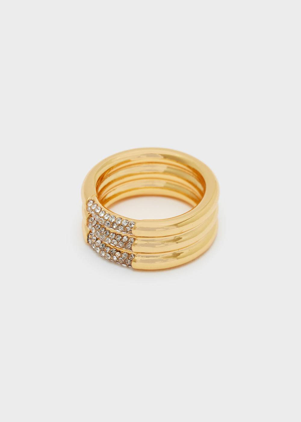 Nalí BAND RING MULTILAYERED W/ CLEAR ZIRCONS Vendite stagionali
