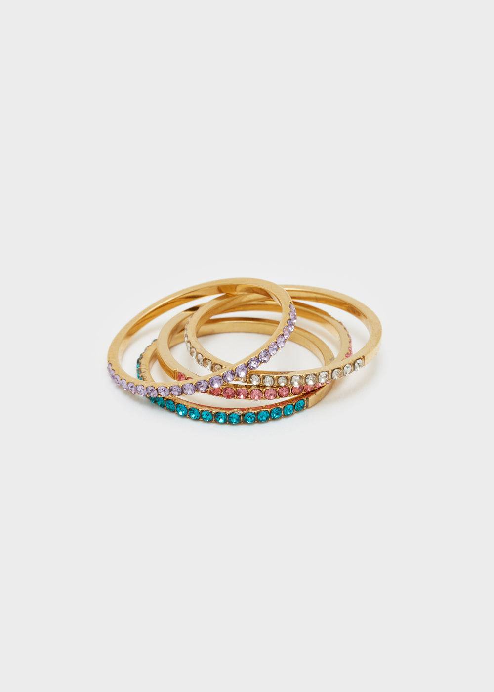 Nalí THIN RING SET W/ MULTICOLOR STONES Black Friday